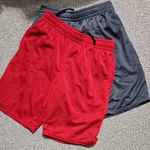 Athletic Works Red and Gray Athletic Shorts Lightweight Elastic Waist #4